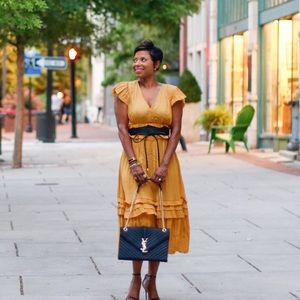 Ruffle Detail Midi Dress